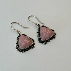 Elegant Sterling Silver Rhodochrosite Earrings